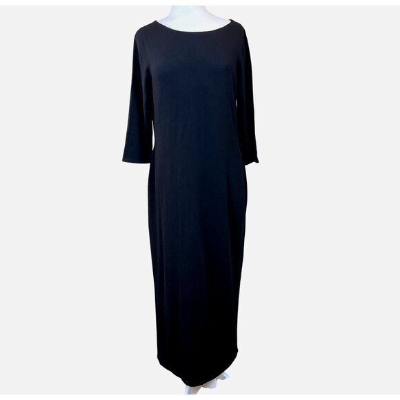 Frances Valentine Minetta 3/4 Sleeve Black Jersey Knit Maxi Dress XL NWT - Picture 1 of 12